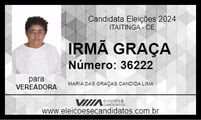 Candidato IRMÃ GRAÇA 2024 - ITAITINGA - Eleições