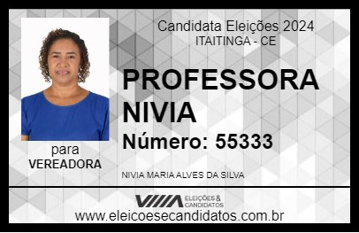 Candidato PROFESSORA NIVIA 2024 - ITAITINGA - Eleições