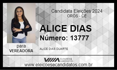 Candidato ALICE DIAS 2024 - ORÓS - Eleições