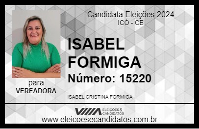 Candidato ISABEL FORMIGA 2024 - ICÓ - Eleições