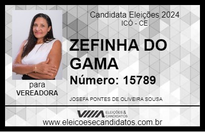 Candidato ZEFINHA DO GAMA 2024 - ICÓ - Eleições