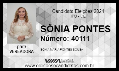 Candidato SÔNIA PONTES 2024 - IPU - Eleições