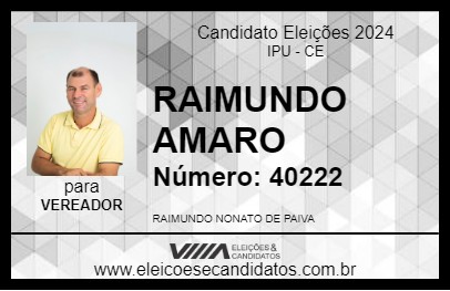 Candidato RAIMUNDO AMARO 2024 - IPU - Eleições