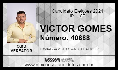 Candidato VICTOR GOMES 2024 - IPU - Eleições