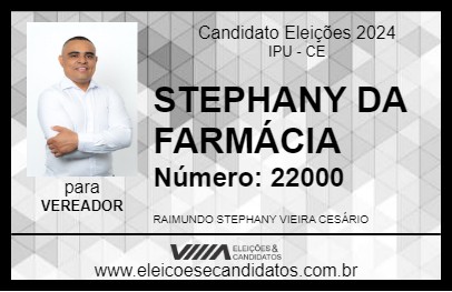 Candidato STEPHANY DA FARMÁCIA 2024 - IPU - Eleições