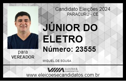 Candidato JÚNIOR DA ELETRO 2024 - PARACURU - Eleições