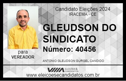 Candidato GLEUDSON DO SINDICATO 2024 - IRACEMA - Eleições