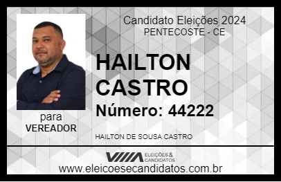 Candidato HAILTON CASTRO 2024 - PENTECOSTE - Eleições