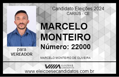 Candidato MARCELO MONTEIRO 2024 - CARIÚS - Eleições