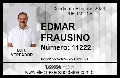 Candidato EDMAR FRAUSINO 2024 - IPUEIRAS - Eleições