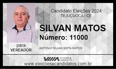 Candidato SILVAN MATOS 2024 - TEJUÇUOCA - Eleições