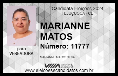 Candidato MARIANNE MATOS 2024 - TEJUÇUOCA - Eleições