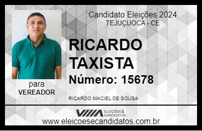 Candidato RICARDO TAXISTA 2024 - TEJUÇUOCA - Eleições