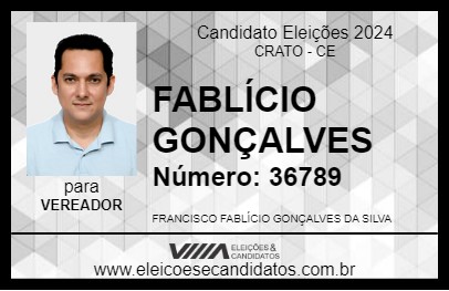 Candidato FABLÍCIO GONÇALVES 2024 - CRATO - Eleições