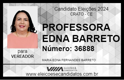 Candidato PROFESSORA EDNA BARRETO 2024 - CRATO - Eleições