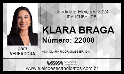 Candidato KLARA BRAGA 2024 - IRAUÇUBA - Eleições