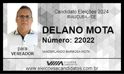 Candidato DELANO MOTA 2024 - IRAUÇUBA - Eleições