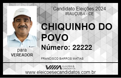 Candidato CHIQUINHO DO POVO 2024 - IRAUÇUBA - Eleições