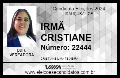 Candidato IRMÃ CRISTIANE 2024 - IRAUÇUBA - Eleições