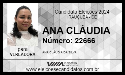 Candidato ANA CLÁUDIA 2024 - IRAUÇUBA - Eleições