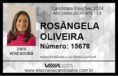 Candidato ROSÂNGELA OLIVEIRA 2024 - ANTONINA DO NORTE - Eleições