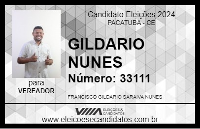 Candidato GILDARIO NUNES 2024 - PACATUBA - Eleições