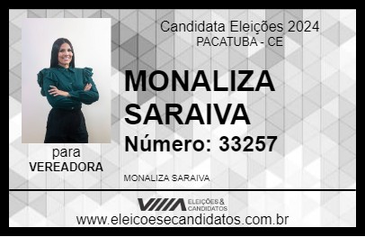 Candidato MONALIZA SARAIVA 2024 - PACATUBA - Eleições