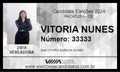 Candidato VITORIA NUNES 2024 - PACATUBA - Eleições