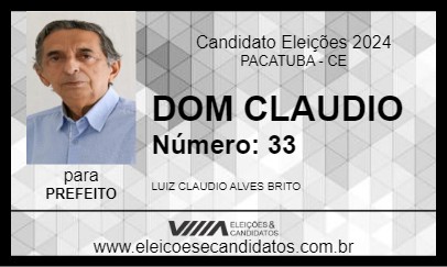 Candidato DOM CLAUDIO 2024 - PACATUBA - Eleições