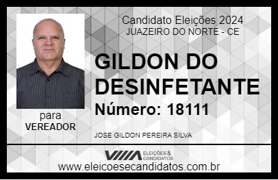 Candidato GILDON DO DESINFETANTE 2024 - JUAZEIRO DO NORTE - Eleições