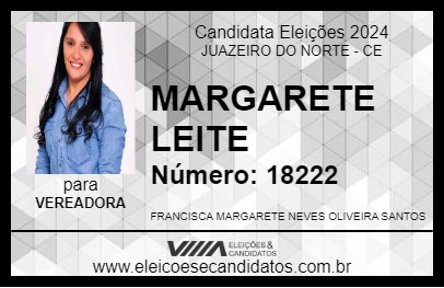 Candidato MARGARETE LEITE 2024 - JUAZEIRO DO NORTE - Eleições