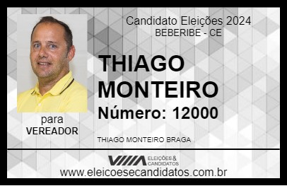 Candidato THIAGO MONTEIRO 2024 - BEBERIBE - Eleições