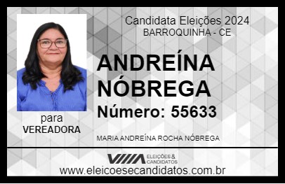 Candidato ANDREÍNA NÓBREGA 2024 - BARROQUINHA - Eleições