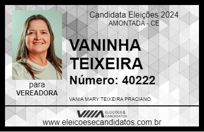 Candidato VANINHA TEIXEIRA 2024 - AMONTADA - Eleições