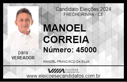 Candidato MANOEL CORREIA 2024 - FRECHEIRINHA - Eleições