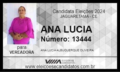 Candidato ANA LUCIA 2024 - JAGUARETAMA - Eleições