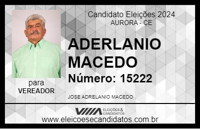 Candidato ADERLANIO MACEDO 2024 - AURORA - Eleições