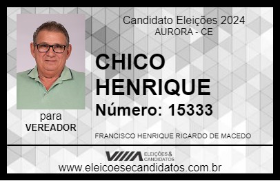 Candidato CHICO HENRIQUE 2024 - AURORA - Eleições