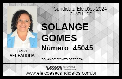 Candidato SOLANGE GOMES 2024 - IGUATU - Eleições