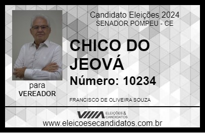 Candidato CHICO DO JEOVÁ 2024 - SENADOR POMPEU - Eleições