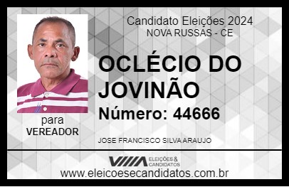 Candidato OCLÉCIO DO JOVINÃO 2024 - NOVA RUSSAS - Eleições