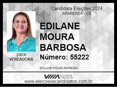 Candidato EDILANE MOURA BARBOSA 2024 - ARARENDÁ - Eleições