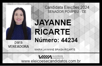 Candidato JAYANNE RICARTE 2024 - SENADOR POMPEU - Eleições