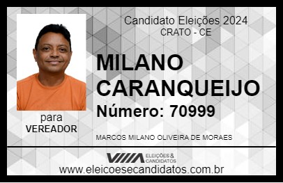 Candidato MILANO CARANGUEJO 2024 - CRATO - Eleições