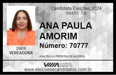 Candidato ANA PAULA AMORIM 2024 - CRATO - Eleições