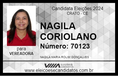 Candidato NAGILA CORIOLANO 2024 - CRATO - Eleições