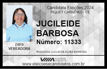 Candidato JUCILEIDE BARBOSA 2024 - PIQUET CARNEIRO - Eleições