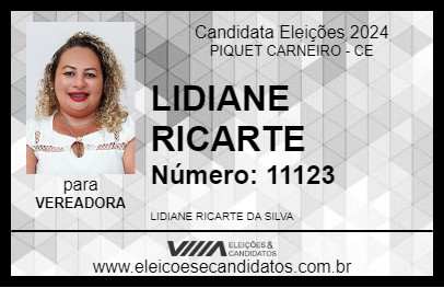 Candidato LIDIANE RICARTE 2024 - PIQUET CARNEIRO - Eleições