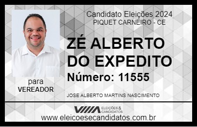 Candidato ZÉ ALBERTO DO EXPEDITO 2024 - PIQUET CARNEIRO - Eleições