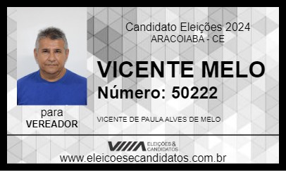 Candidato VICENTE MELO 2024 - ARACOIABA - Eleições